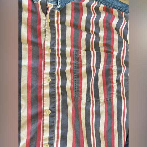 Vintage 90s Western Mens XXL Distressed Blue Striped Button Down Shirt 2XL - Picture 4 of 10